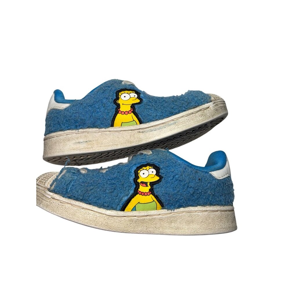 Adidas & The Simpsons Marge Simpson Stan Smith Shoes Kids 7K Fuzzy Blue White Ex